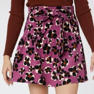 Corduroy Floral Tie-Waist Skirt
